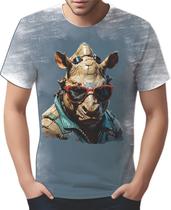 Camiseta Camisa Tshirt Animais Óculos Rinoceronte Moderno 1 Camiseta Camisa Tshirt Animais Óculos Rinoceronte Moderno 1