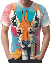 Camiseta Camisa Tshirt Animal Savana Girafa Pop Art Retrato Camiseta Camisa Tshirt Animal Savana Girafa Pop Art Retrato