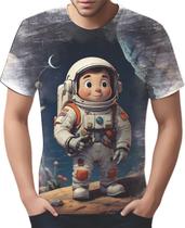 Camiseta Camisa Tshirt Estampa Astronauta Lua Galaxia HD 3