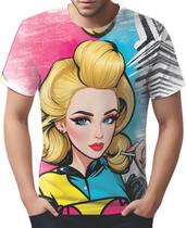 Camiseta Camisa Tshirt Estampa Mu.lher Loira Pop Art Moda 2