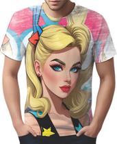 Camiseta Camisa Tshirt Estampa Mu.lher Loira Pop Art Moda 3
