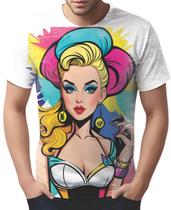Camiseta Camisa Tshirt Estampa Mu.lher Loira Pop Art Moda 8