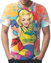 Camiseta Camisa Tshirt Estampa Mu.lher Loira Pop Art Moda 9