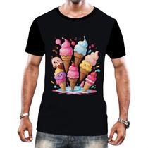 Camiseta Camisa Tshirt Estampa Sorvetes Sorvetinhos Verão 4