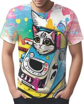 Camiseta Camisa Tshirt Gato Gatinho Pop Art Abstrata HD 4