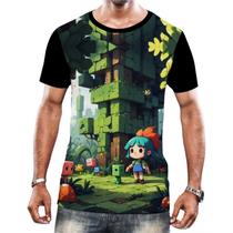 Camiseta Camisa Tshirt Jogo Quadrado de Blocos Mineração 11 Camiseta Camisa Tshirt Jogo Quadrado de Blocos Mineração 11