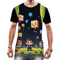 Camiseta Camisa Tshirt Jogo Quadrado de Blocos Mineração 5 Camiseta Camisa Tshirt Jogo Quadrado de Blocos Mineração 5
