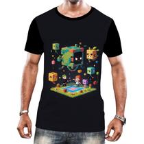 Camiseta Camisa Tshirt Jogo Quadrado de Blocos Mineração 6 Camiseta Camisa Tshirt Jogo Quadrado de Blocos Mineração 6