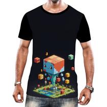 Camiseta Camisa Tshirt Jogo Quadrado de Blocos Mineração 7