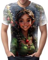 Camiseta Camisa Tshirt Natal Festa Elfa Negra Preta Duende 4