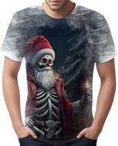 Camiseta Camisa Tshirt Natal Festa Papai Noel Caveira Dark 2 Camiseta Camisa Tshirt Natal Festa Papai Noel Caveira Dark 2