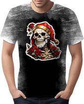 Camiseta Camisa Tshirt Natal Festa Papai Noel Caveira Dark 3 Camiseta Camisa Tshirt Natal Festa Papai Noel Caveira Dark 3