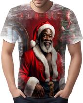 Camiseta Camisa Tshirt Natal Festa Papai Noel Negro Preto 5