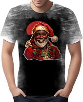 Camiseta Camisa Tshirt Natal Festa Papai Noel Negro Preto 6