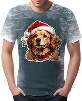 Camiseta Camisa Tshirt Natal Festas Cachorro Golden Ret Neve