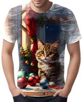 Camiseta Camisa Tshirt Natal Festas Gato Gatinho Fofo Neve 2 - Enjoy Shop