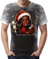 Camiseta Camisa Tshirt Natal Festas Mamãe Noel Negra Preta
