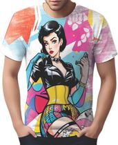 Camiseta Camisa Tshirt Pin Up Mu.lher Morena Pop Art Moda 1