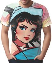 Camiseta Camisa Tshirt Pin Up Mu.lher Morena Pop Art Moda 6