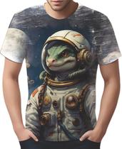 Camiseta Camisa Tshirt Reptil Cobra Astronauta Lua Marte