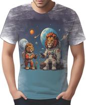 Camiseta Camisa Tshirt Savana Leão Astronauta Lua Marte 2