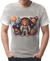Camiseta Camisa Tshirt Savana Leão Astronauta Lua Marte 3