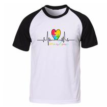 Camiseta camisa unissex coração autismo autista