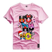 Camiseta Camisa Unissex Natal HO HO HO 2024 Feliz Natal Camisa Algodão Malha Premium Estampada