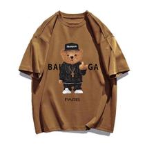 Camiseta Camisão Urso Paris Básica Blusa Larga Streetwear