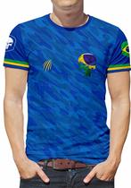 Camiseta Camuflado Brasil Masculina Plus Size Exercito Azul