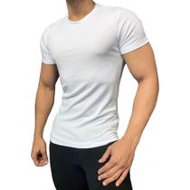 Camiseta Canelada Masculina Branca Lisa Manga Curta Slim Fit - AUSTIN CLUB