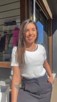 Camiseta Canelada SS Modas Feminina Branca Tam G
