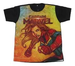 Camiseta Capitã Marvel Vingadores Heróis Blusa Infantil Super Herói Meninas H148 BM