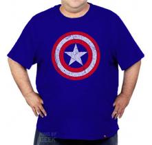 Camiseta Capitão América Escudo Plus Size Camisa Grande - king of Geek