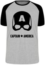 Camiseta Capitão América Máscara Black Blusa Plus Size extra grande adulto ou infantil
