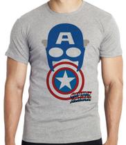 Camiseta Capitão América Máscara Escudo Blusa criança infantil juvenil adulto camisa tamanhos