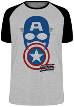 Camiseta Capitão América Máscara Escudo Blusa Plus Size extra grande adulto ou infantil Camiseta Capitão América Máscara Escudo Blusa Plus Size extra grande adulto ou infantil