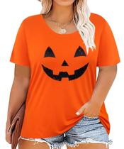 Camiseta CARCOS Halloween Jack O Lantern Scary Pumpkin Plus Size Camiseta CARCOS Halloween Jack O Lantern Scary Pumpkin Plus Size