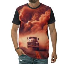 Camiseta Carro Antigo Na Estrada Sob Cortina De Fumaça Camiseta Carro Antigo Na Estrada Sob Cortina De Fumaça