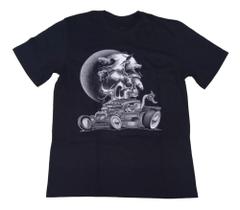 Camiseta Carro Antigo Preta Ratos Caveira Hot Rod Hcd586 BM Camiseta Carro Antigo Preta Ratos Caveira Hot Rod Hcd586 BM