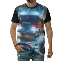 Camiseta Carro De Bombeiros Operações Sirenes Resgate Água Camiseta Carro De Bombeiros Operações Sirenes Resgate Água