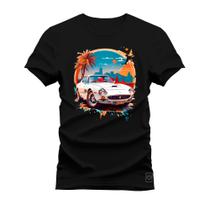 Camiseta Carro Paisagem Plus Size 30.1 Penteada Estampada Varias Cores