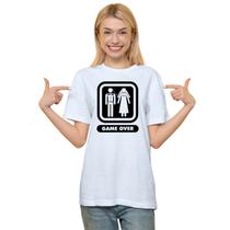 Camiseta Casamento Game Over Camisa Personalizada Blusa Adulto Algodão com Poliéster