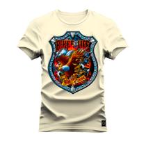 Camiseta Casual 100% Algodão Estampada Biker Live