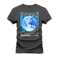 Camiseta Casual 100% Algodão Estampada Earth Terra
