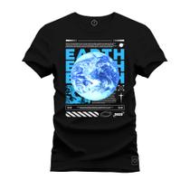 Camiseta Casual 100% Algodão Estampada Earth Terra