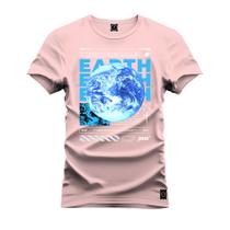 Camiseta Casual 100% Algodão Estampada Earth Terra