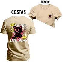 Camiseta Casual 100% Algodão Estampada Ouside Lest Play Frente e Costas