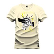 Camiseta Casual 100% Algodão Estampada State Libert