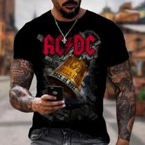 Camiseta Casual Confortável De Manga Curta Com Estampa 3D De Música Rock Hip-Hop Tendência De Moda